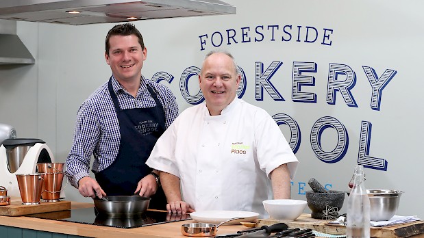 Pictured at the launch is school owner and Musgrave MarketPlace NI guest chef, Stephen Jeffers along with Richard Mayne, Foodservice Sales Manager for Musgrave MarketPlace NI.